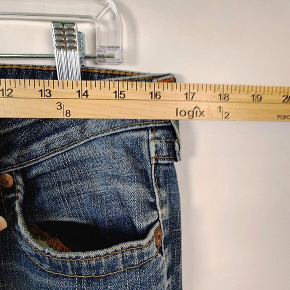 True Religion Size 31 Joey Vintage Low Rise Boot Cut Flap Pockets Jeans - Picture 9 of 13